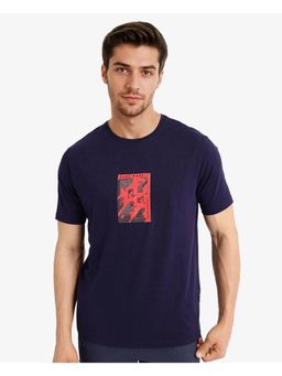 Rare Rabbit - Elih Navy Blue Graphic Print Regular Fit T-Shirt