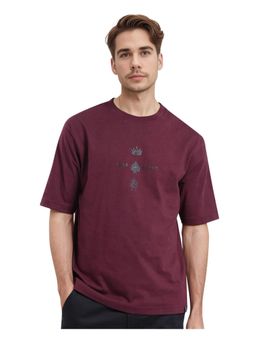 Rare Rabbit - Ello Dark Maroon Graphic Print Regular Fit T-Shirt