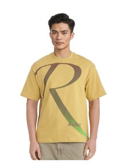 Rare Rabbit - Elzo Mustard Printed Oversized Fit T-Shirt