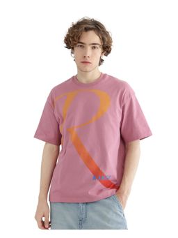 Rare Rabbit - Elzo Pink Printed Oversized Fit T-Shirt