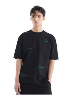 Rare Rabbit - Erken Black Graphic Print Oversized Fit T-Shirt