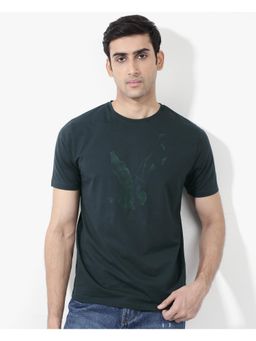 Rare Rabbit - Esse Dark Green Graphic Print Regular Fit T-Shirt