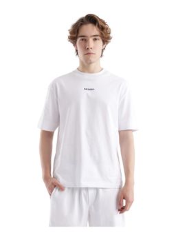 Rare Rabbit - Exclaim White Graphic Print Oversized Fit T-Shirt