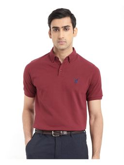 Rare Rabbit - Face Red Embroidered Regular Fit Polo T-Shirt