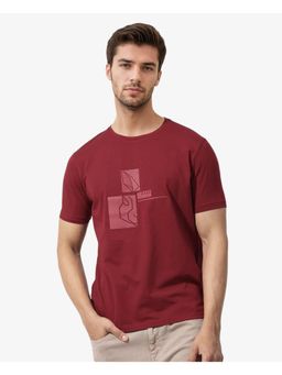 Rare Rabbit - Feine Maroon Graphic Print Regular Fit T-Shirt