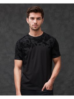 Rare Rabbit - Ferris Black Paisley Print Regular Fit T-Shirt