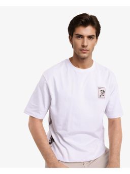 Rare Rabbit - Flores White Graphic Print Oversized Fit T-Shirt