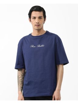 Rare Rabbit - Flyby Blue Graphic Print Oversized Fit T-Shirt