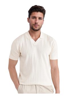 Rare Rabbit - Foix Off White Plain Regular Fit Polo T-Shirt