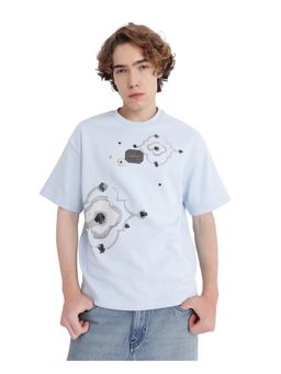 Rare Rabbit - Fonz Light Blue Graphic Print Oversized Fit T-Shirt