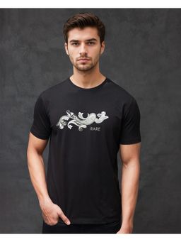Rare Rabbit - Friter Black Paisley Print Regular Fit T-Shirt