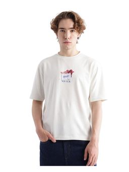 Rare Rabbit - Galen Off White Graphic Print Boxy Fit T-Shirt