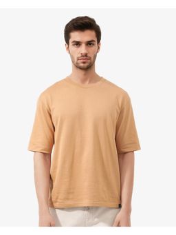 Rare Rabbit - Gallos Mustard Plain Oversized Fit T-Shirt