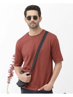 Rare Rabbit - Gallos Rust Plain Oversized Fit T-Shirt