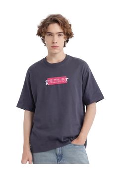 Rare Rabbit - Gamo Dark Grey Embroidered Oversized Fit T-Shirt
