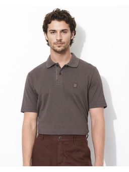 Rare Rabbit - Gamor Dark Brown Plain Regular Fit Polo T-Shirt