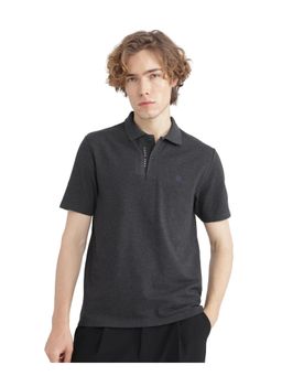 Rare Rabbit - Gamor Black Plain Regular Fit Polo T-Shirt