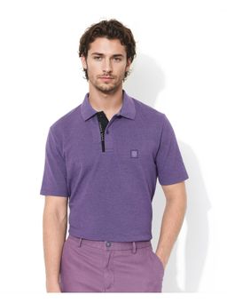 Rare Rabbit - Gamor Purple Plain Regular Fit Polo T-Shirt
