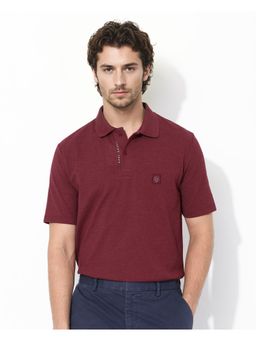 Rare Rabbit - Gamor Maroon Plain Regular Fit Polo T-Shirt