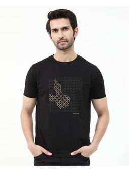 Rare Rabbit - Gene Black Graphic Print Regular Fit T-Shirt