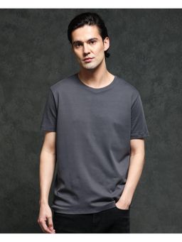 Rare Rabbit - Gis-1 Dark Grey Plain Slim Fit T-Shirt