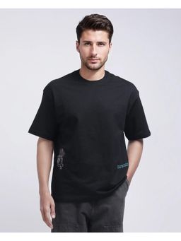 Rare Rabbit - Halen Black Graphic Print Oversized Fit T-Shirt