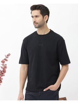 Rare Rabbit - Heros Black Plain Oversized Fit T-Shirt