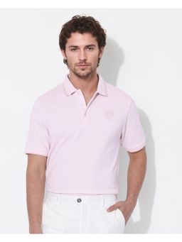 Rare Rabbit - Hux Pastel Pink Plain Regular Fit Polo T-Shirt