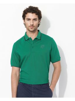 Rare Rabbit - Hux Green Plain Regular Fit Polo T-Shirt