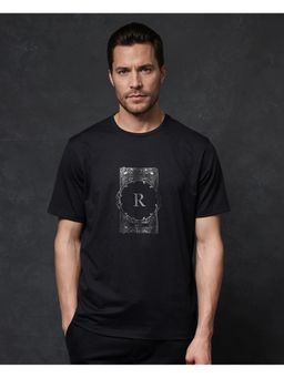 Rare Rabbit - Hype Black Graphic Print Regular Fit T-Shirt