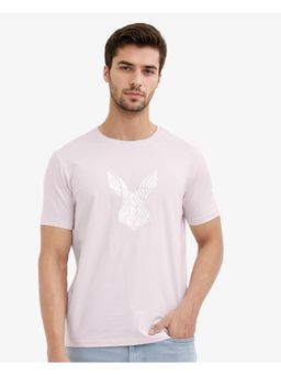 Rare Rabbit - Iced Pastel Pink Graphic Print Regular Fit T-Shirt