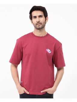 Rare Rabbit - Iver Red Graphic Print Oversized Fit T-Shirt