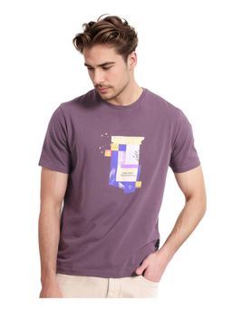 Rare Rabbit - Jaceb Dusky Purple Graphic Print Regular Fit T-Shirt