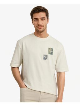 Rare Rabbit - Jap Off White Graphic Print Regular Fit T-Shirt