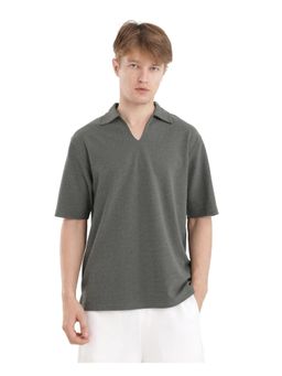 Rare Rabbit - Jawal Olive Plain Oversized Fit Polo T-Shirt