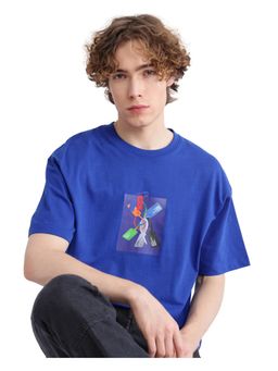 Rare Rabbit - Just Blue Graphic Print Boxy Fit T-Shirt