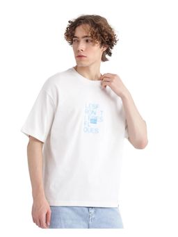 Rare Rabbit - Justin Off White Graphic Print Oversized Fit T-Shirt