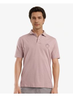 Rare Rabbit - Kace Dusky Pink Plain Oversized Fit Polo T-Shirt