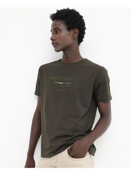 Rare Rabbit - Kael Olive Graphic Print Regular Fit T-Shirt
