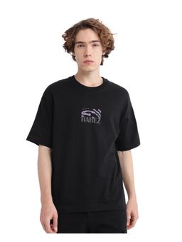 Rare Rabbit - Karwo Black Graphic Print Oversized Fit T-Shirt