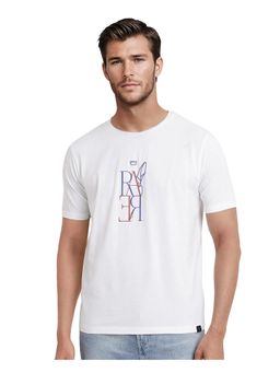 Rare Rabbit - Keat White Graphic Print Regular Fit T-Shirt