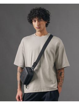 Rare Rabbit - Kelos Light Grey Textured Oversized Fit T-Shirt