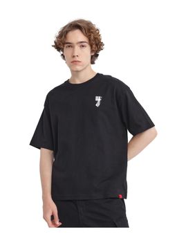 Rare Rabbit - Keltz Black Typography Print Oversized Fit T-Shirt