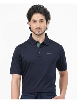 Rare Rabbit - Keneth Navy Plain Regular Fit Polo T-Shirt
