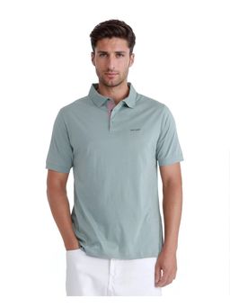 Rare Rabbit - Keneth 1 Light Teal Plain Regular Fit Polo T-Shirt