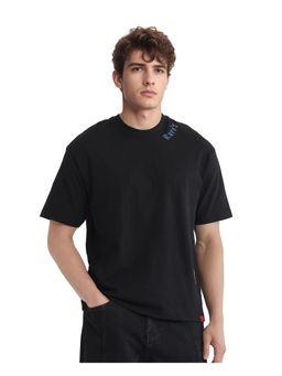 Rare Rabbit - Kent Black Graphic Print Oversized Fit T-Shirt