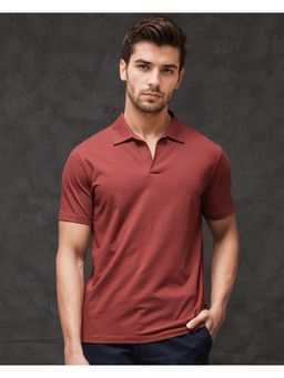 Rare Rabbit - Krib 2 Dusky Maroon Plain Regular Fit Polo T-Shirt