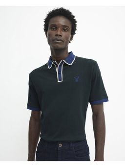 Rare Rabbit - Lark Dark Green Plain Regular Fit Polo T-Shirt