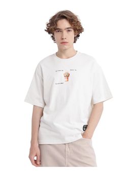 Rare Rabbit - Laun Off White Hd Print Oversized Fit T-Shirt