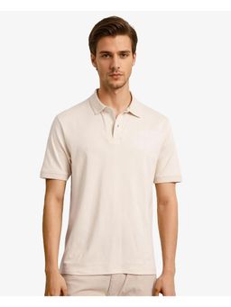 Rare Rabbit - Laur Off White Plain Regular Fit Polo T-Shirt